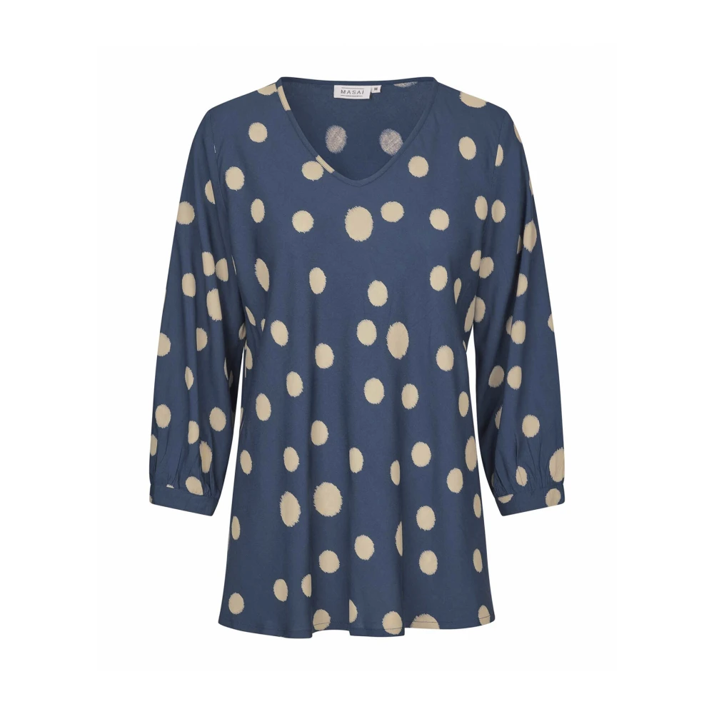 Masai Abstract Print Blouse Moonlit Ocean Blue Dames