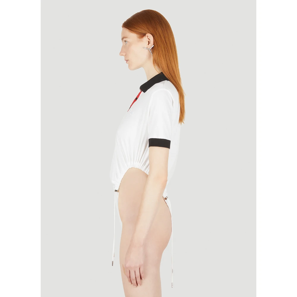 Y Project Gerimpelde Polo Kraag Bodysuit White Dames