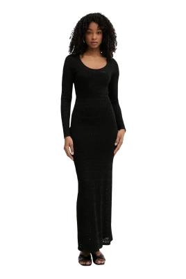 Pointelle Stretch Knit Maxi Dress
