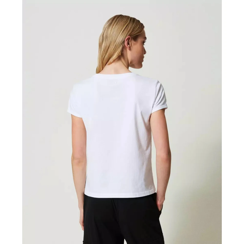 Twinset Quadrifoglio Print T-Shirt White Dames