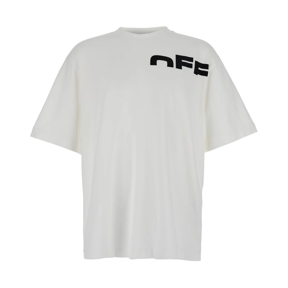 Off White Wit T-shirt met Maxi Logo Print White Heren