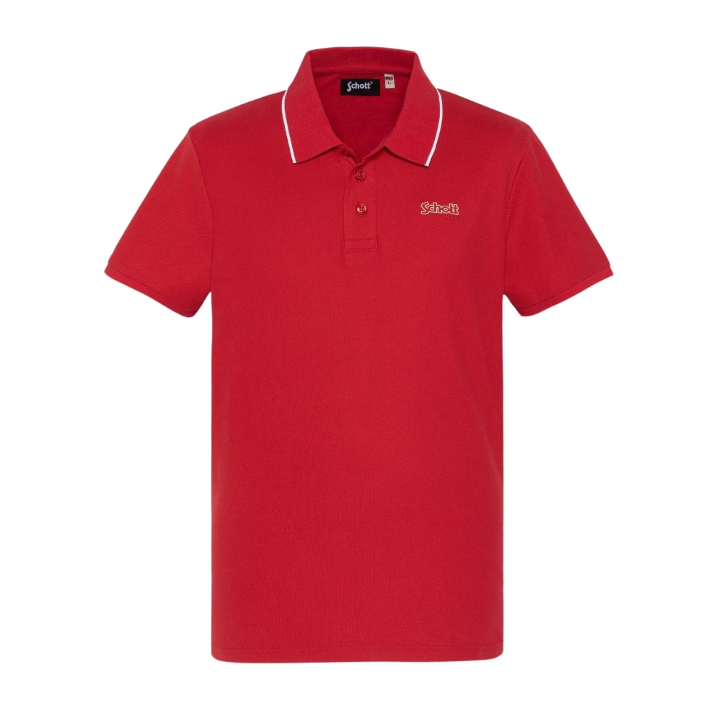 Schott NYC Rode Polo Shirt Paul Red Heren