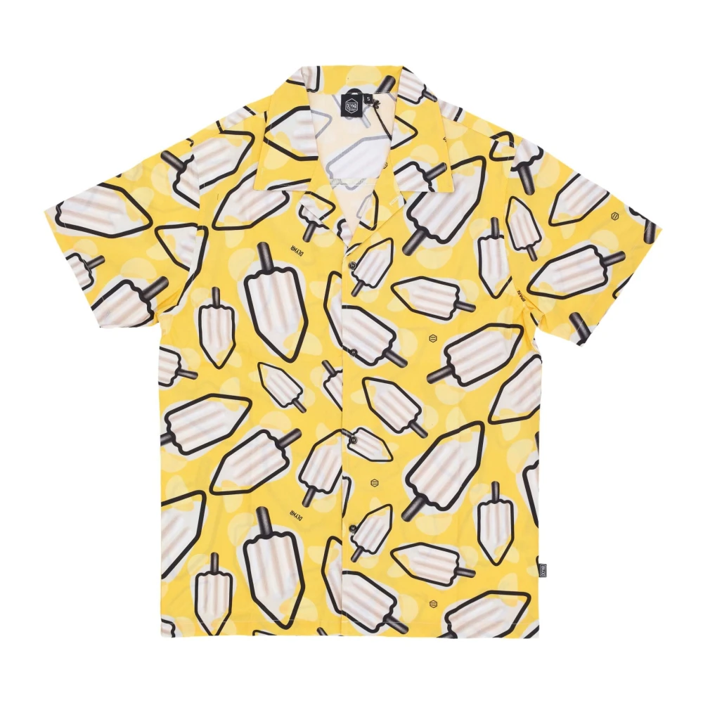 Dolly Noire Bowling Shirt met Citroenpatroon Yellow Heren