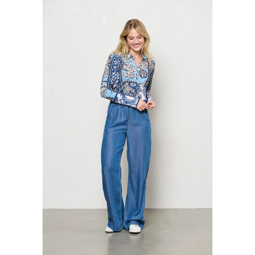 &Co Woman Wijde Broek Zomerse Stijl Blue Dames