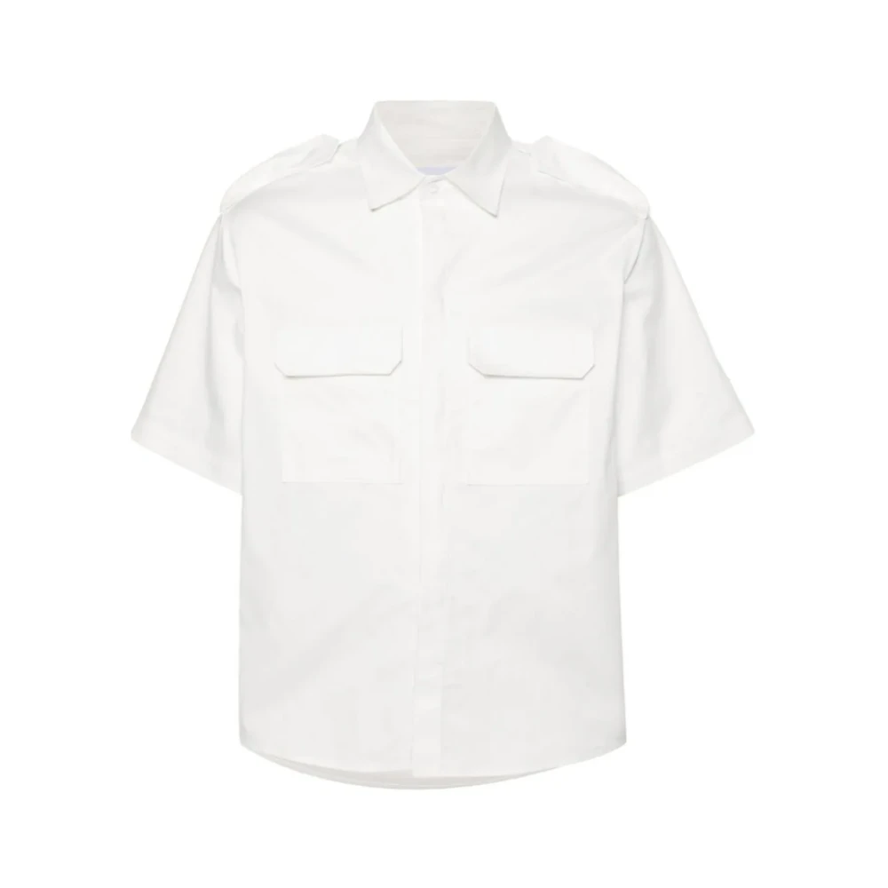 Neil Barrett Witte korte mouw minimalistische overhemd White Heren