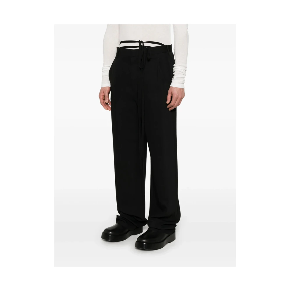 Ann Demeulemeester Zwarte Broek met Zakken en Knopen Black Heren