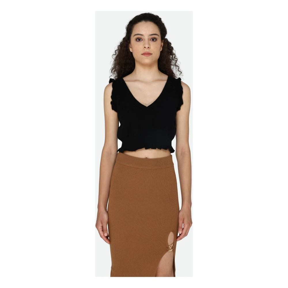 pinko Zwarte V-hals Cashmere Top Black Dames