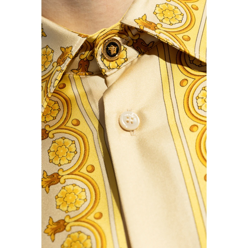Versace Zijden Overhemd Yellow Heren