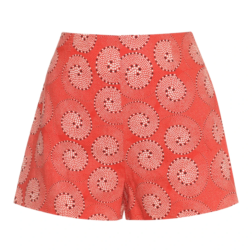 Staud Gedrukte Linnen Katoenen Shorts Red Dames