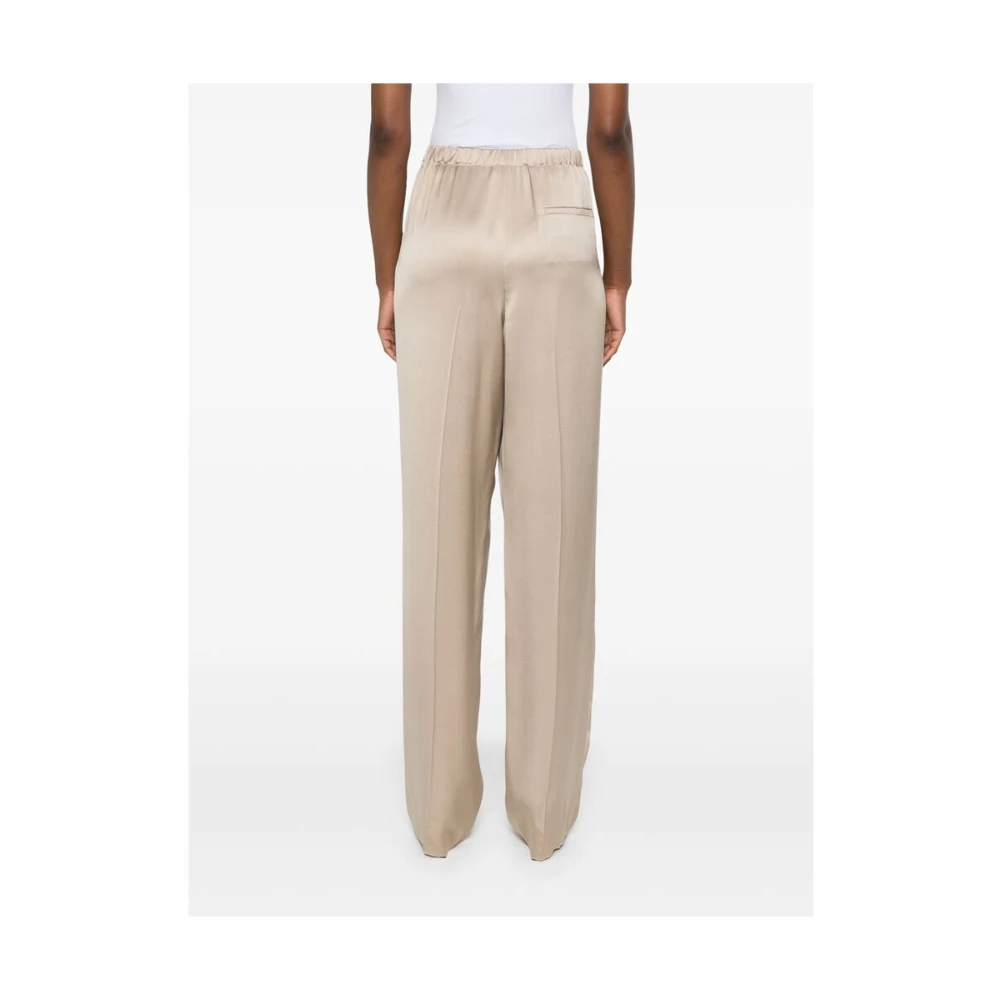 Giorgio Armani Salie Groene Zijden Satijnen Broek Beige Dames