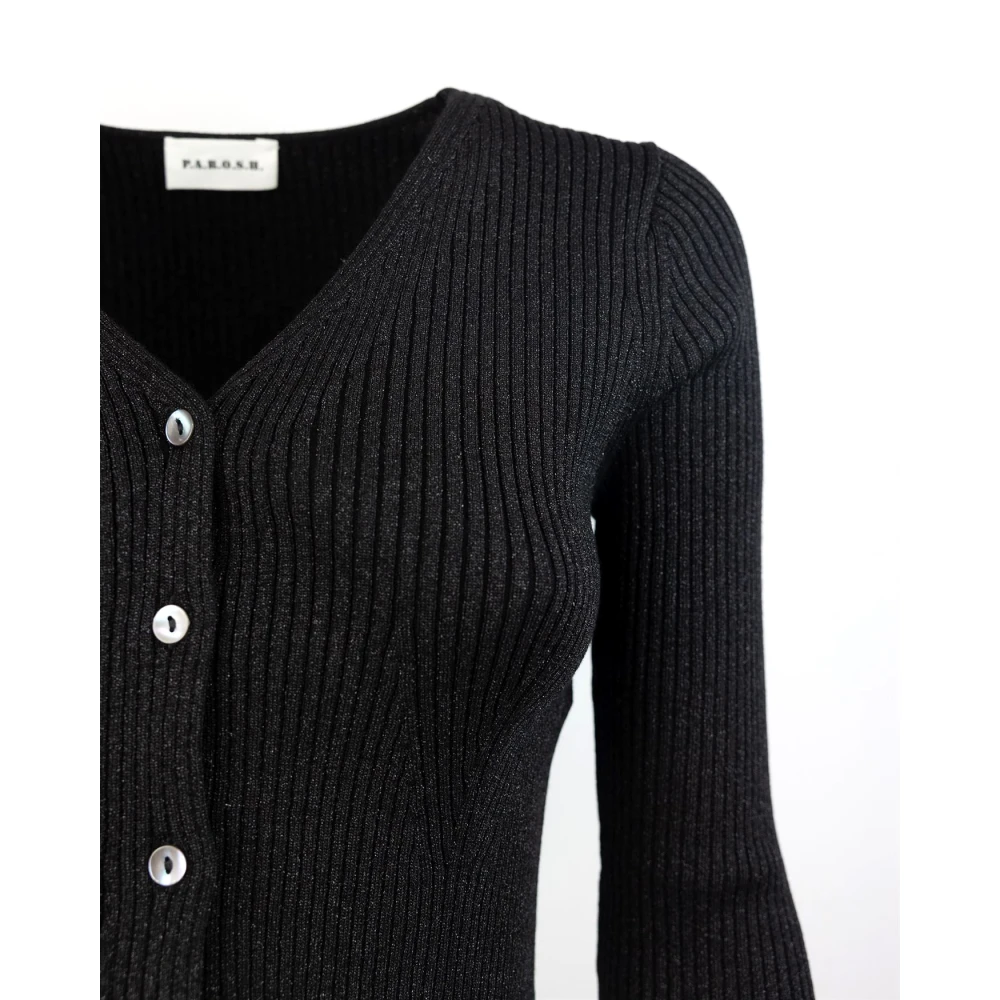 P.a.r.o.s.h. Zwarte Slim Fit V-Hals Vest Black Dames