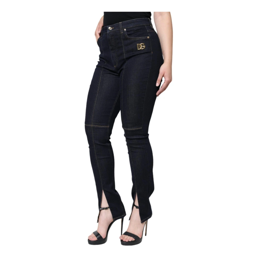 Dolce & Gabbana Zwarte Skinny Denim Jeans met Rits Black Dames
