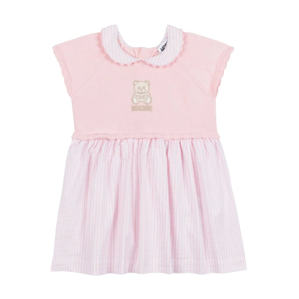 Moschino Women's Pink Check Pattern Dress With Peter Pan Collar