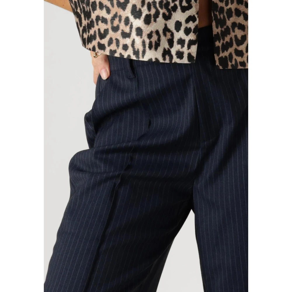 Colourful Rebel Donkerblauwe Pinstripe Straight Broek Blue Dames
