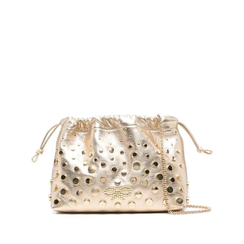 Anya Hindmarch Stijlvolle Goudkleurige Trekkoord Schoudertas Yellow Dames