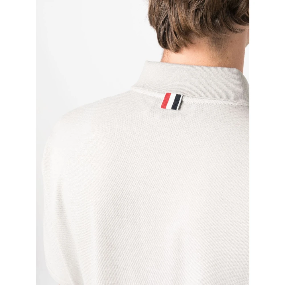 Thom Browne Klassieke Katoenen Poloshirt in Ecru White Heren