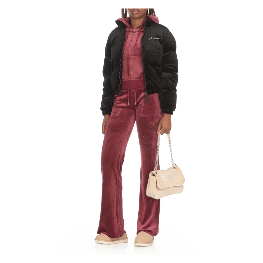 Juicy Couture Bordeaux hoodie met trekkoorden en strass Red Dames