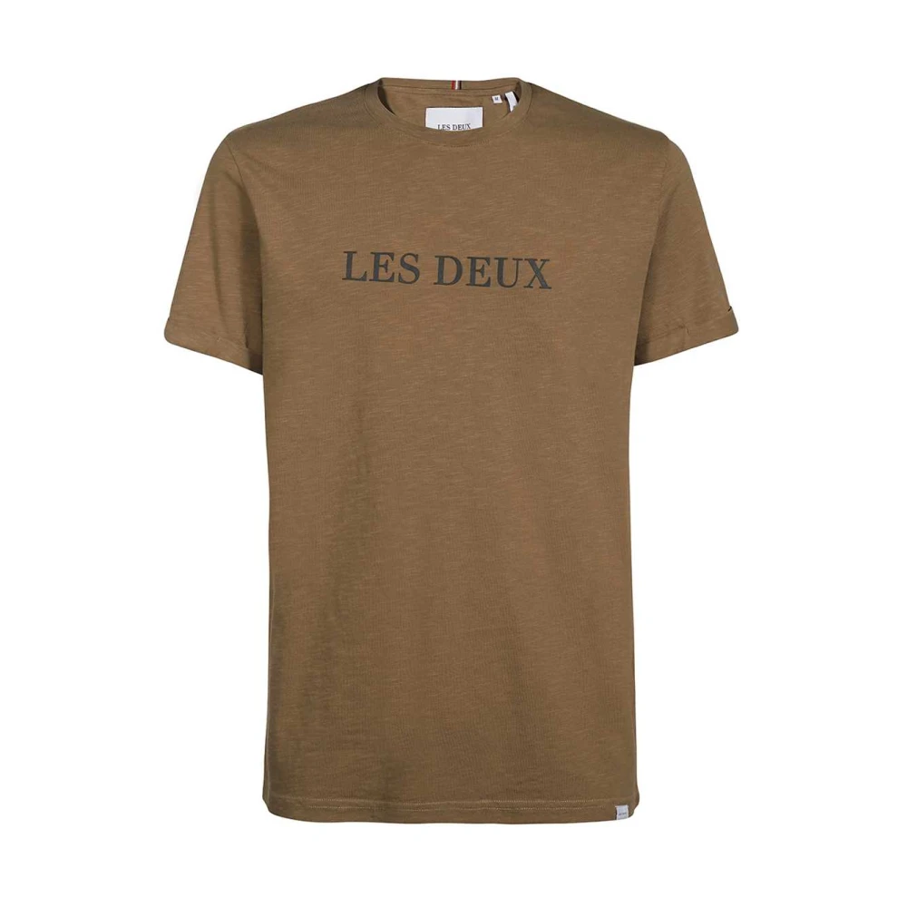 Les Deux Geribbelde katoenen T-shirt Beige Heren