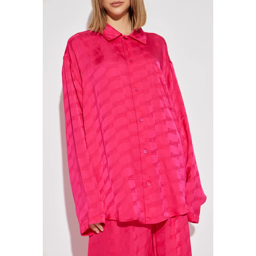 Balenciaga Losvallend overhemd met monogram Pink Dames
