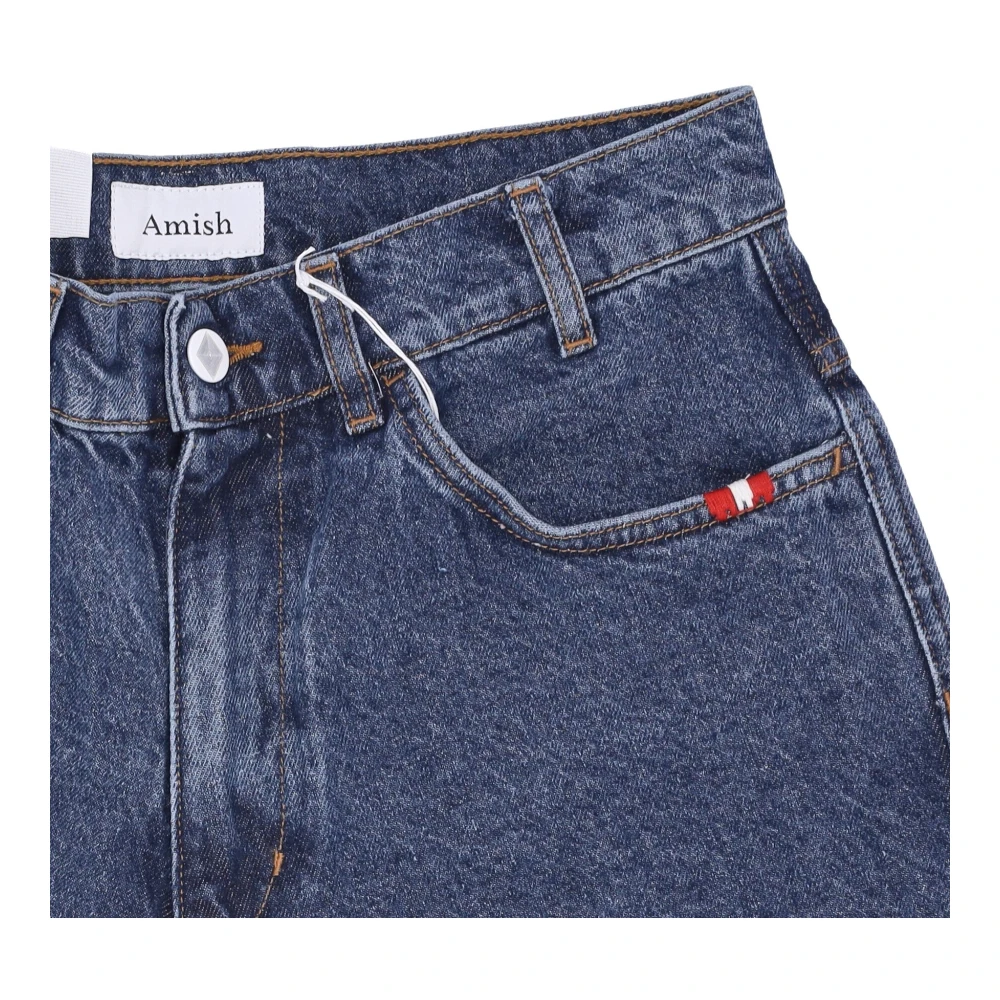 Amish Denim Bermuda Shorts Straight Fit Blue Heren
