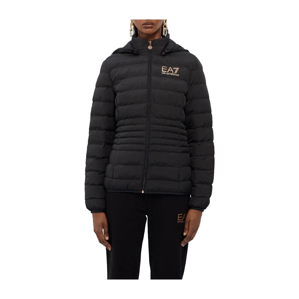 Emporio Armani EA7 Zwarte Bomberjack met Logohoofd Black Dames
