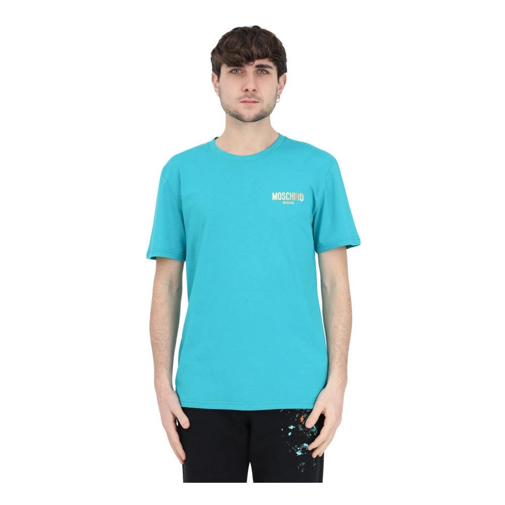Moschino Groene Logo T-shirt Blue Heren