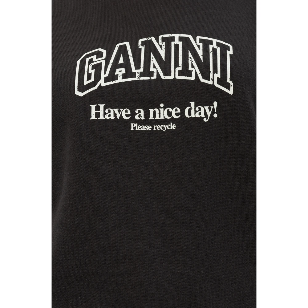 Ganni Sweatshirt met logo Black Dames