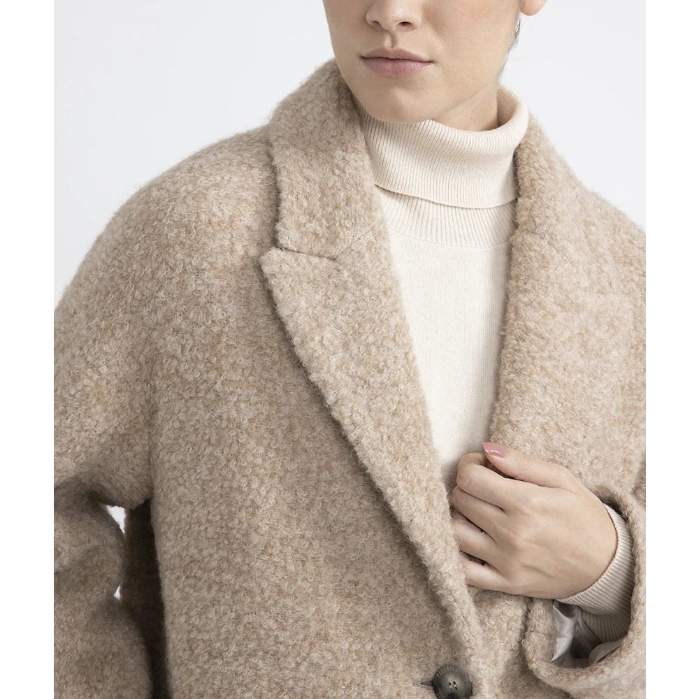 PESERICO Bouclé wol en alpaca jas Beige Dames