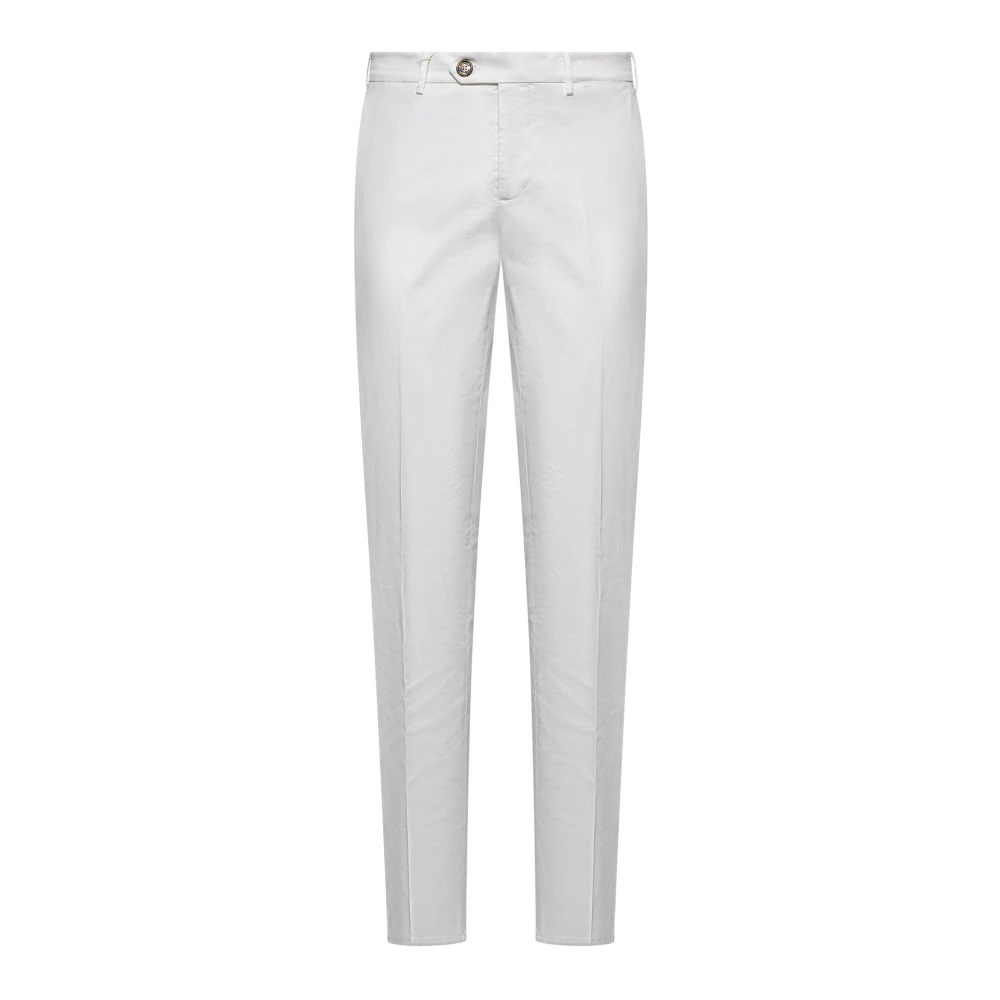 BRUNELLO CUCINELLI Witte Katoenen Gabardine Broek Italiaanse Pasvorm White Heren