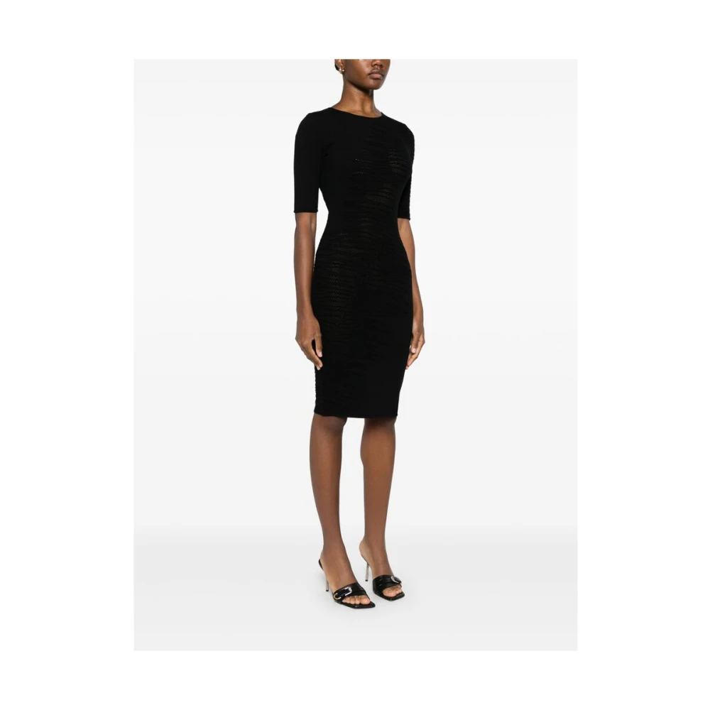 Roberto Cavalli Crew Neck Jurk met Korte Mouwen Black Dames