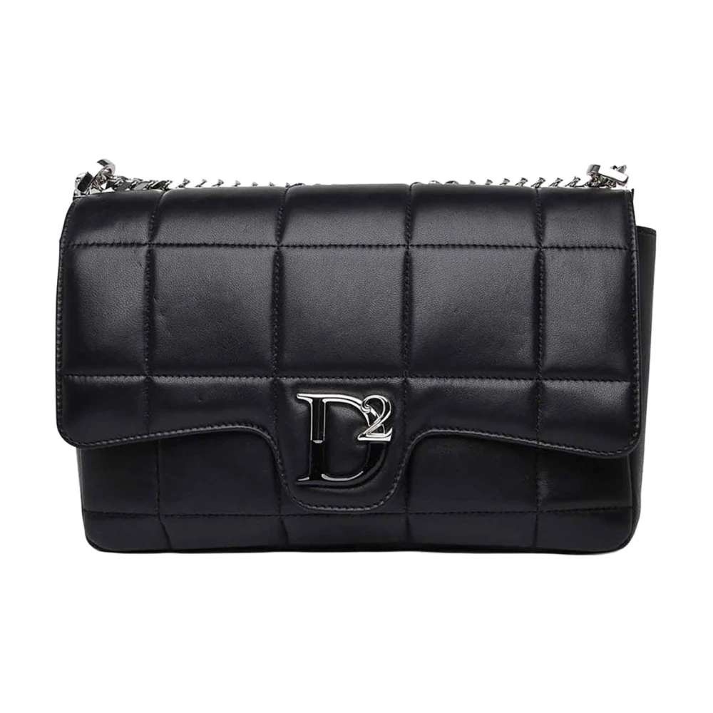 Dsquared2 Vrouw Zwart Tassen Dames, One Size, Leer, Leren Crossbody Tas