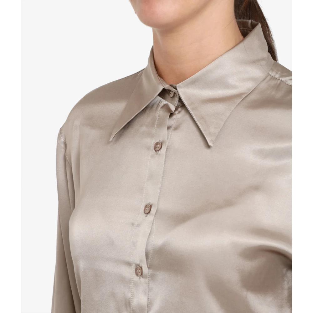 Kaos Satin Duifgrijs Overhemd Beige Dames