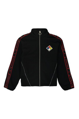 sweat-a-capuche-zippe-a-rayures-logo
