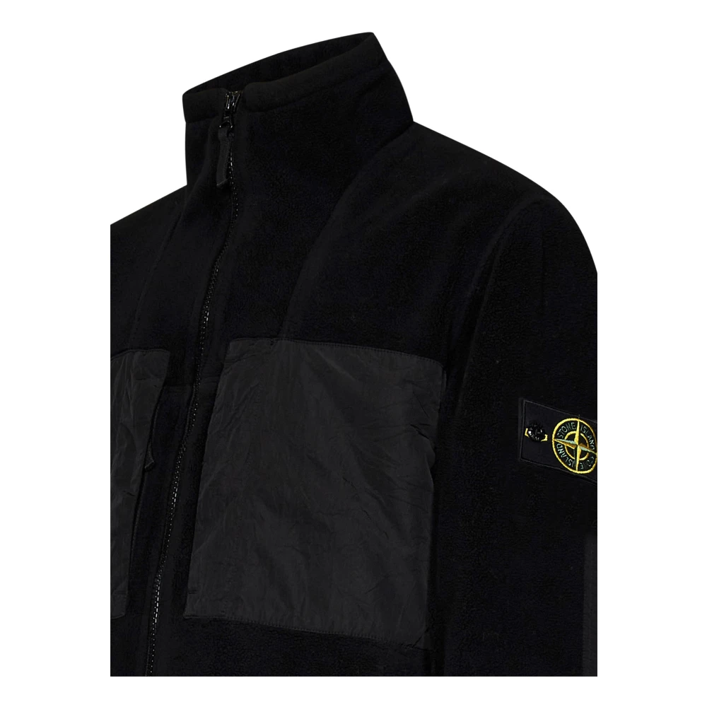 Stone Island Zwarte Jassen met Nylon Patches Black Heren