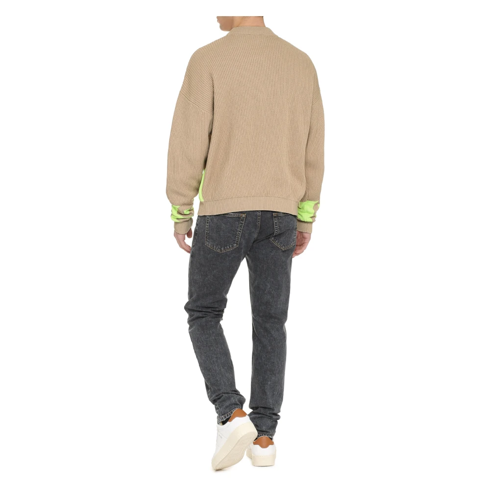 Gcds Geribbelde katoenen trui Beige Heren