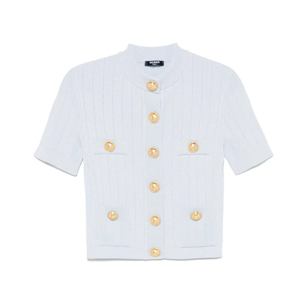 Balmain Lichtblauwe korte mouw trui Blue Dames