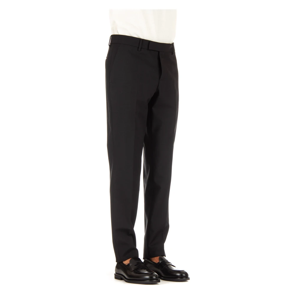 Lardini Zwarte Wol en Mohair Broek Black Heren