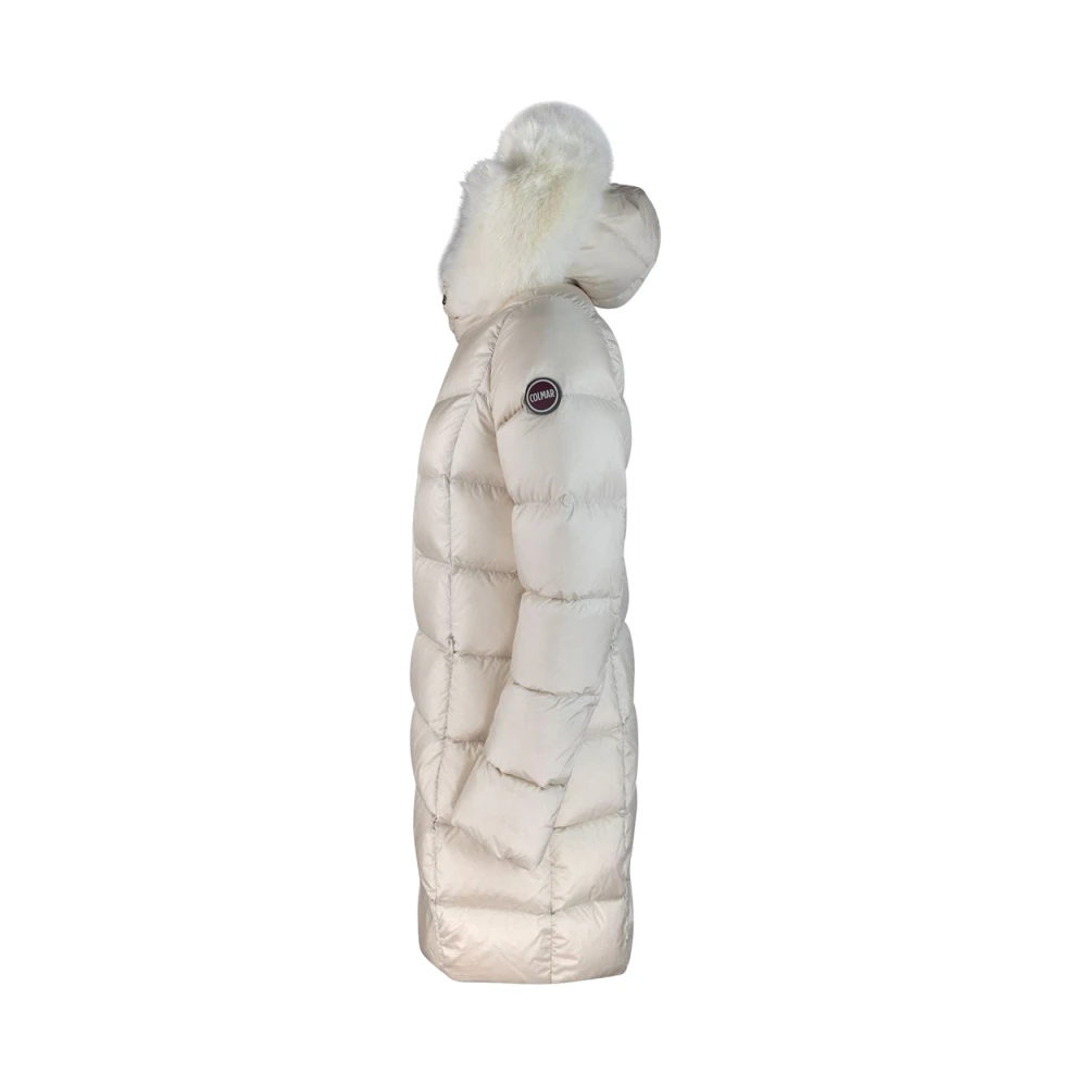 Colmar Glanzend Mid-Length Parka met Capuchon White Dames