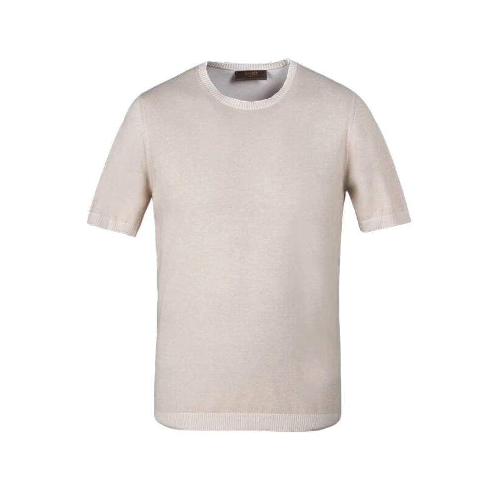 Moorer Men's Beige Round-Neck Knitwear, M, Round-Neck Knit Jumper