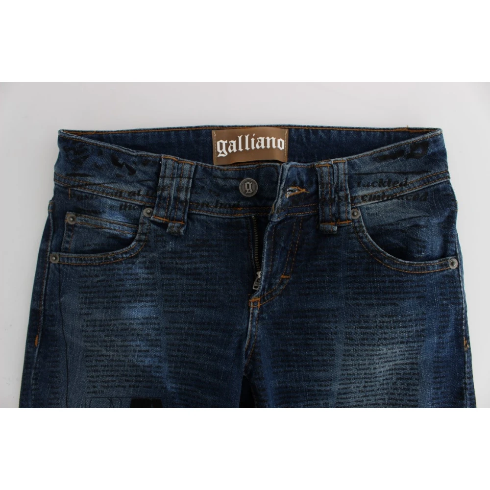 John Galliano Elegante Bootcut Denim Jeans Blue Wash Blue Dames