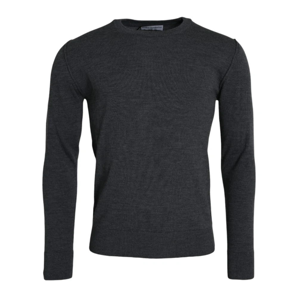 Dolce & Gabbana Men's Gray Dark Wool Crew Neck Jumper Medium