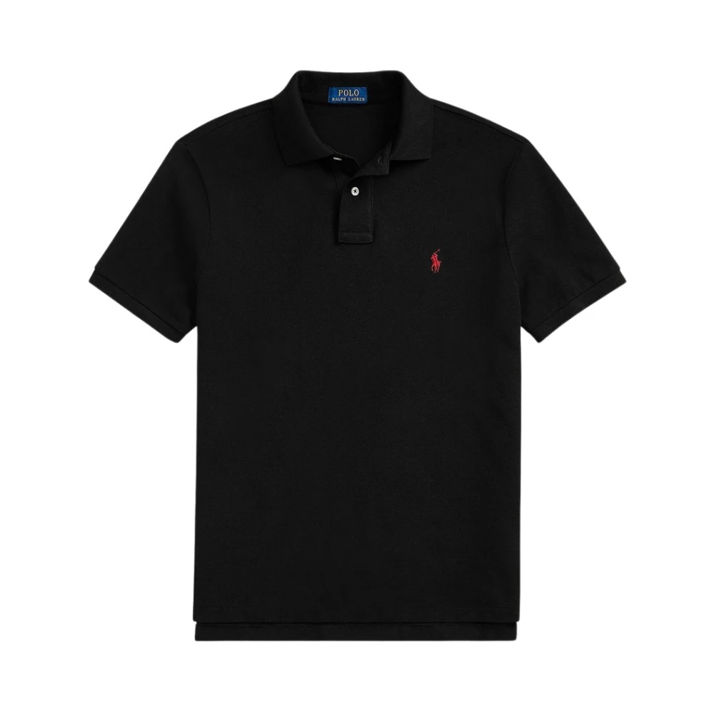 Polo Ralph Lauren , Polo Shirts, Male, Black, 2XL, Slim Fit Mesh Polo Shirt
