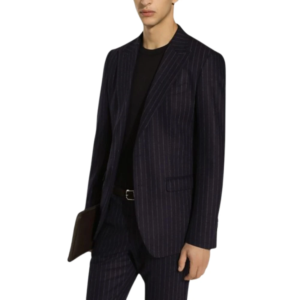 Dolce & Gabbana Pinstripe Wollen Blend Blazer Jas Black Heren