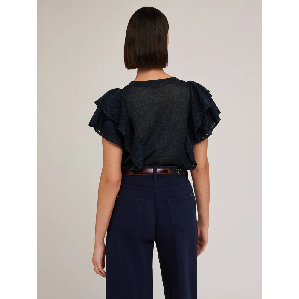 Motivi Lurex-trui met ruches Blue Dames