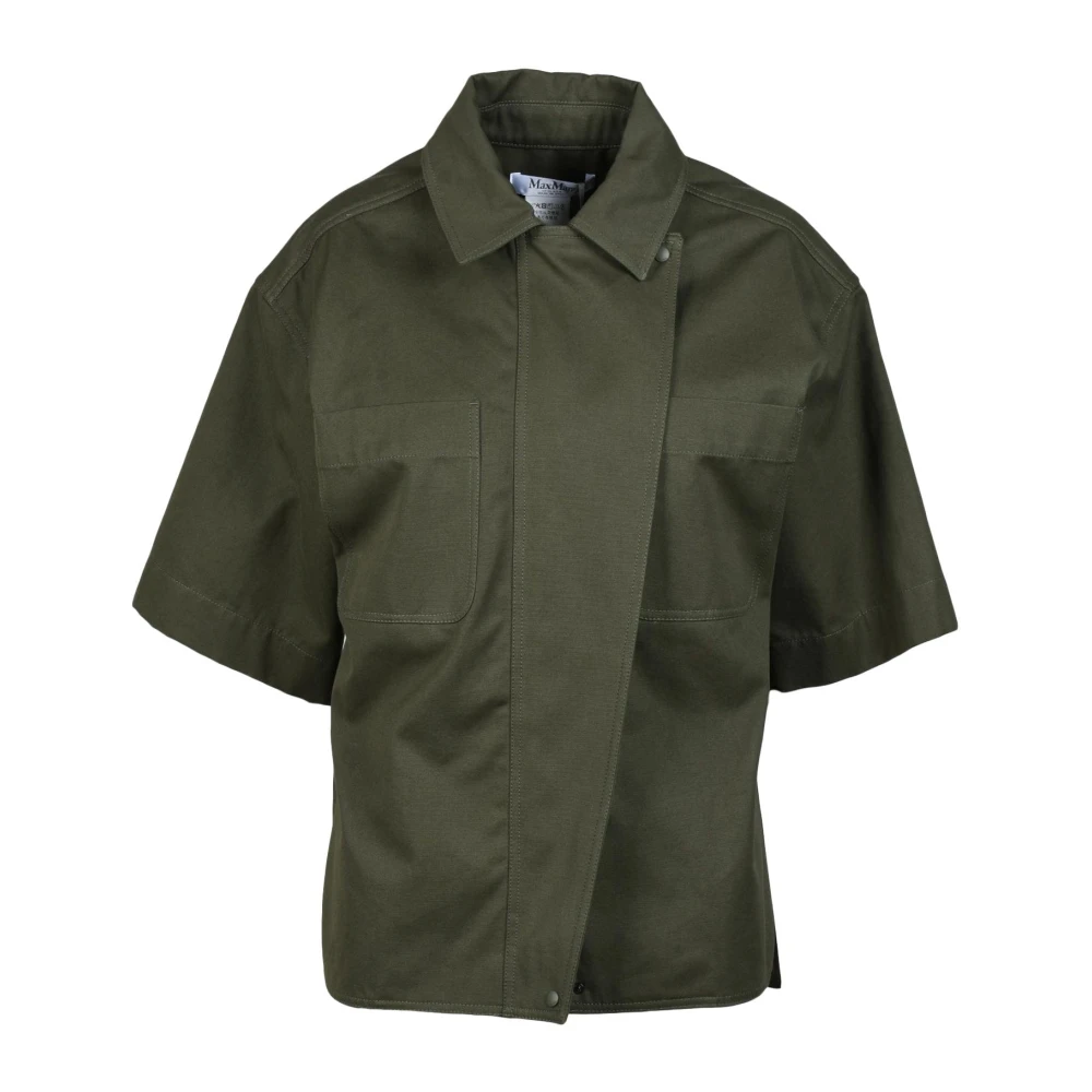 Max Mara Catwalk Shirt Appel Rits Katoen Green Dames