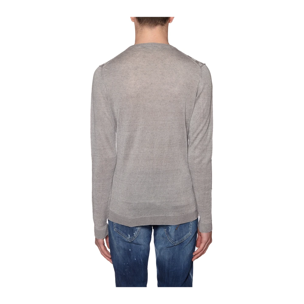 Daniele Alessandrini Linnen Crew Neck T-shirt Gray Heren