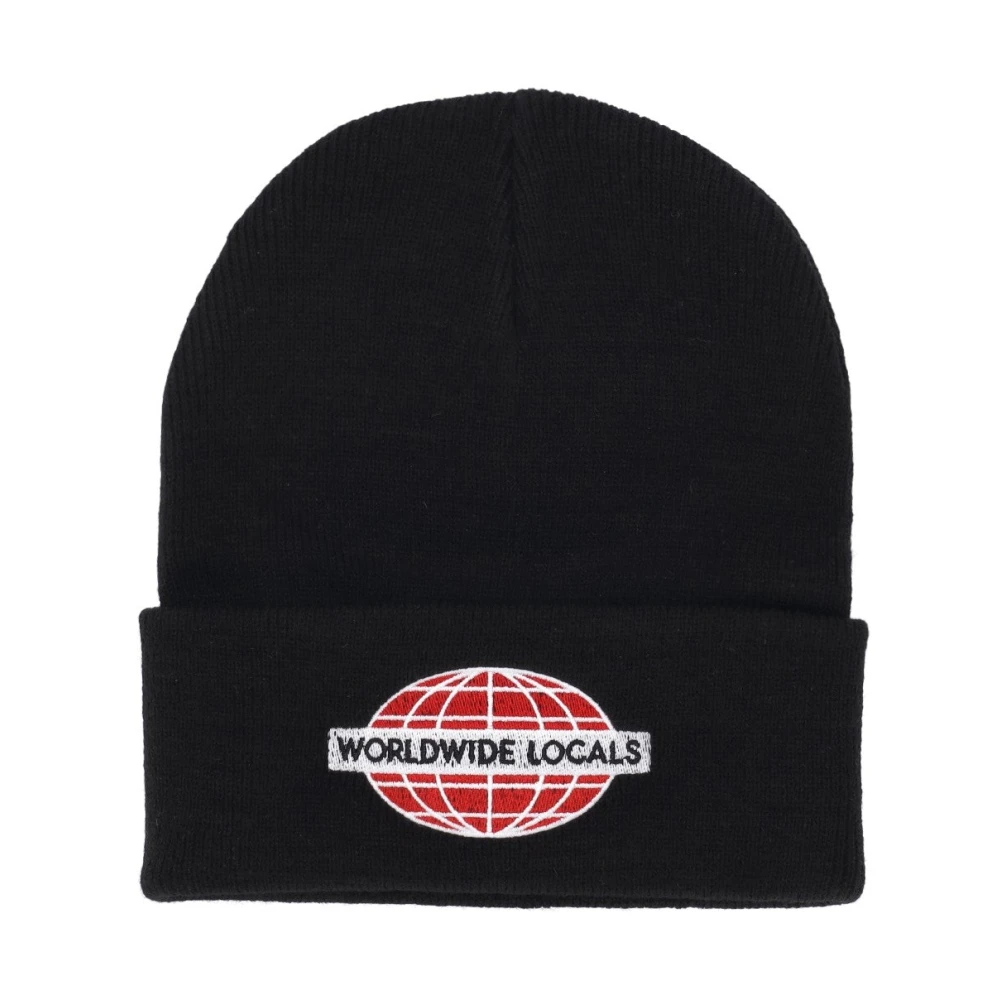 Usual Zwarte Beanie Muts met Borduursel Black Heren