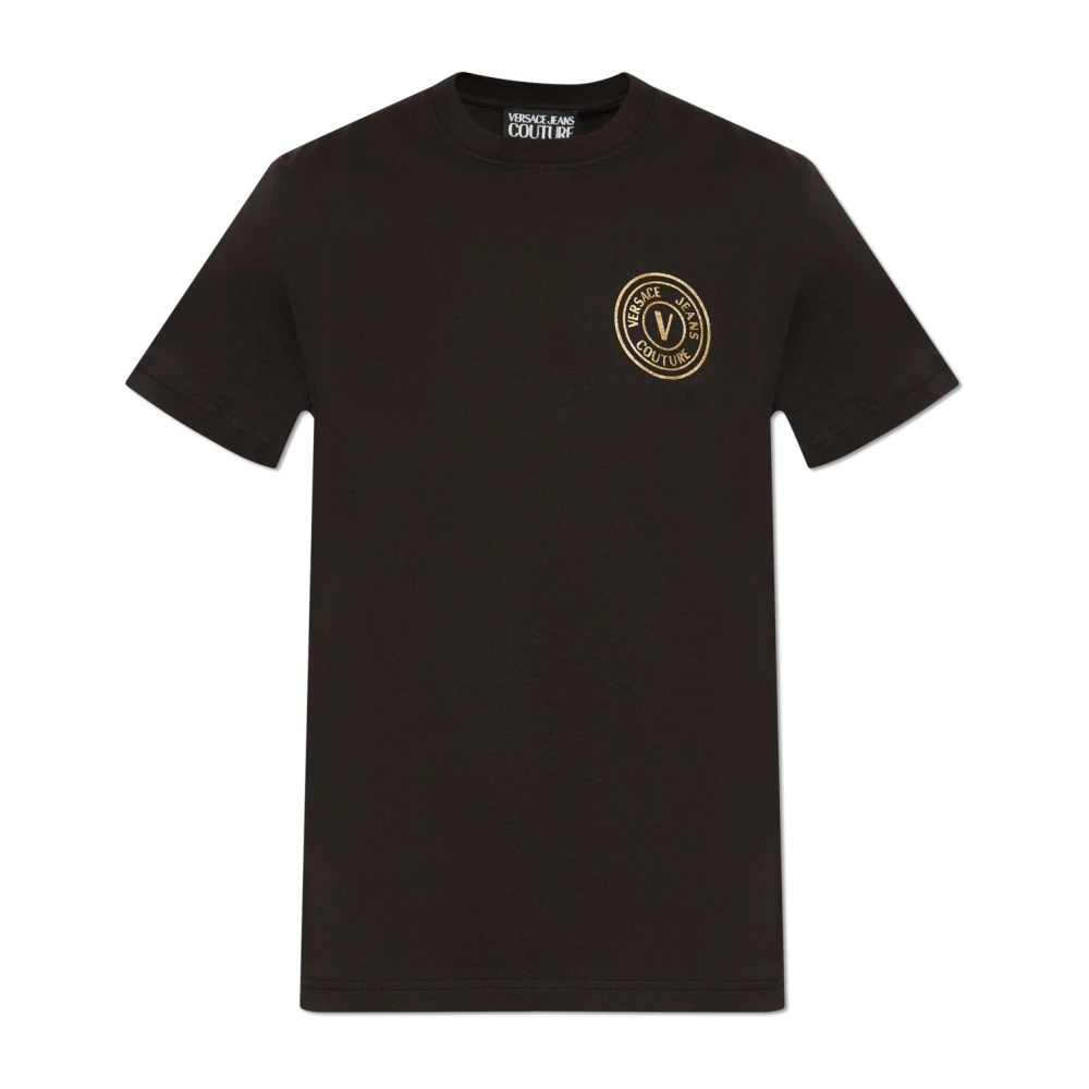 Versace Jeans Couture T-shirt met bedrukt logo Black Heren