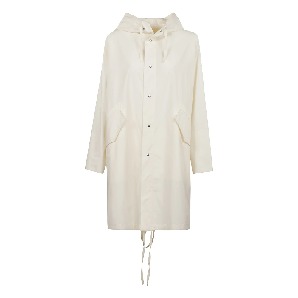 Jil Sander Witte Waterdichte Katoenen Parka met Zwart Logo White Dames