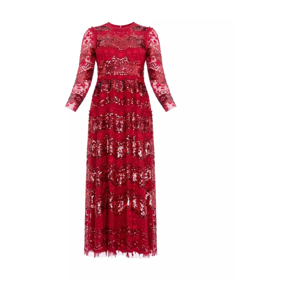 Needle & Thread Rode Maxi Chantilly Jurk Red Dames